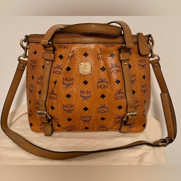 MCM Handbags - MCM Visetos Cognac Tote Bag . With Crossbody strap